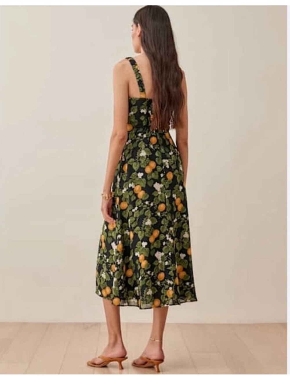 Reformation Dominique Midi Dress In Clementines Sz 4 - Picture 3 of 13